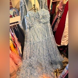 Light Blue Floral Maxi Dress